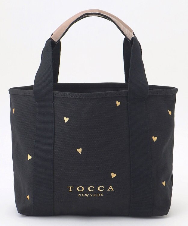TOCCA 【大人百花コラボカラー有・WEB＆一部店舗限定】LUCKY SHOWER CANVASTOTE キャンバス トートバッグ ブラック×ハート柄