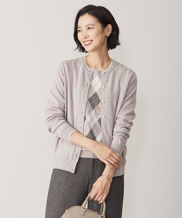 J.PRESS LADIES 【WEB限定カラーあり・洗える】アーガイルツイン ニット ベージュ系