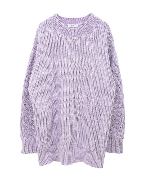 earth music&ecology シャイニーベロアチュニック Lavender