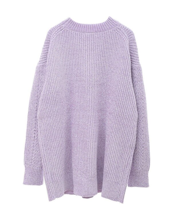 earth music&ecology シャイニーベロアチュニック Lavender