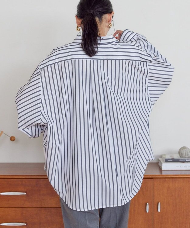 AMERICAN HOLIC イージーケアブロードシャツ Stripe Black