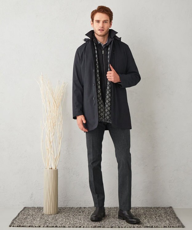 JOSEPH ABBOUD 【キングサイズ・ウエストも伸びる】オーガニックストレッチムリネピケ パンツ ライトグレー系