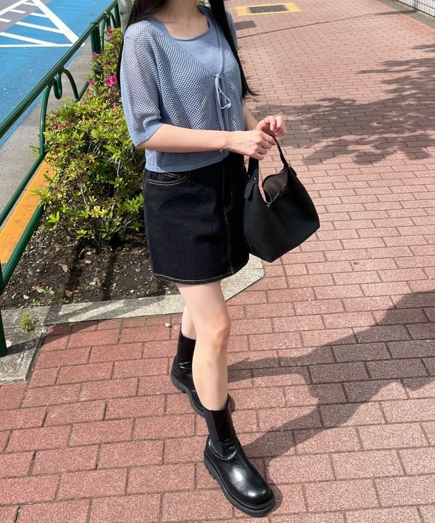 WEGO 【２点セット】半袖メッシュアンサンブルカーデ サックス