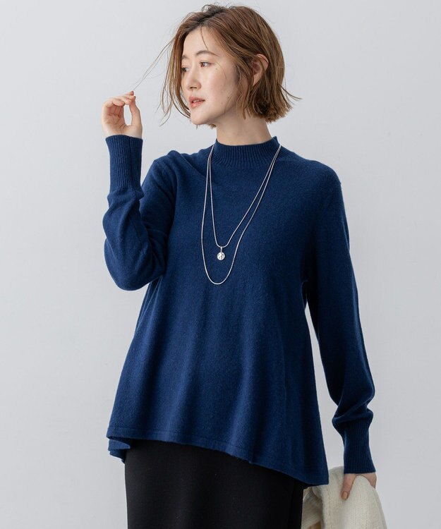 23区 S 【洗える】ピュアカシミヤ フレア ニット ブルー系