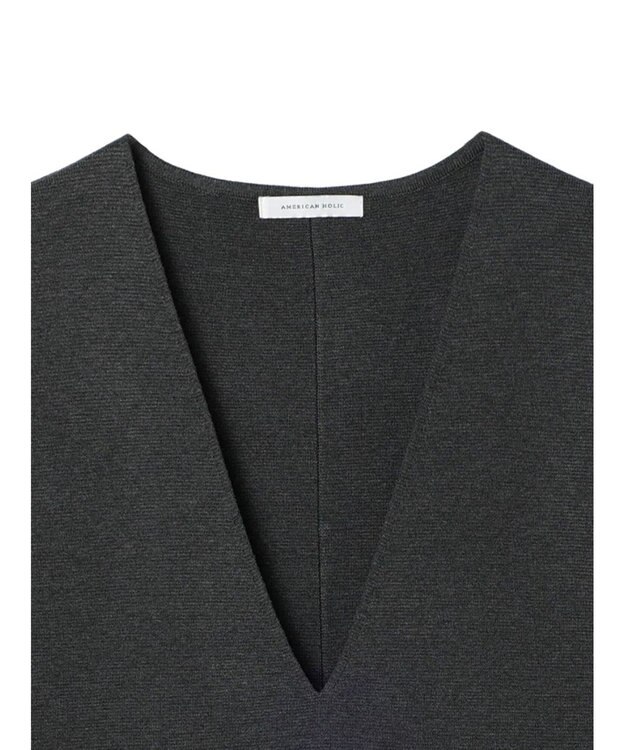AMERICAN HOLIC ＶネックＷポケットニットベスト Gray Mixture