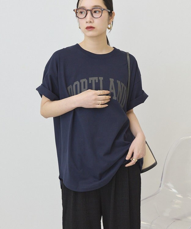 AMERICAN HOLIC PORTLAND裾ラウンドTシャツ Navy