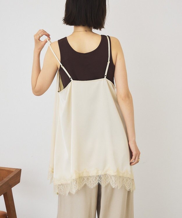 AMERICAN HOLIC イレギュラーヘムサテンレースキャミソール Ivory
