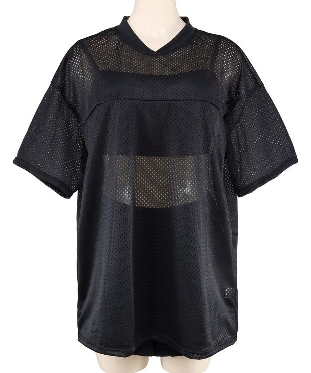 San-ai Resort（三愛水着楽園） WEB限定メッシュTシャツブラトップ4点セット水着 ブラックムジ1