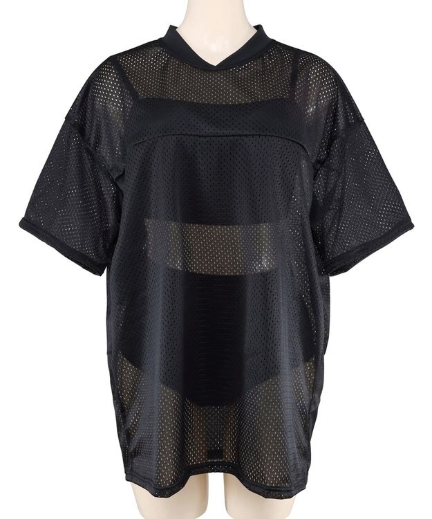 San-ai Resort（三愛水着楽園） WEB限定メッシュTシャツブラトップ4点セット水着 ブラックムジ1