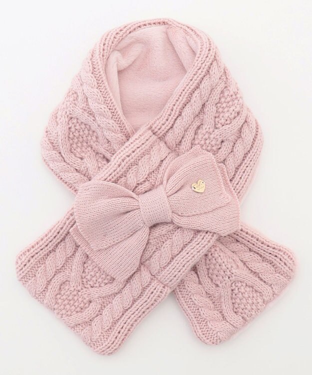 ANY KIDS ケーブルニットマフラー ピンク