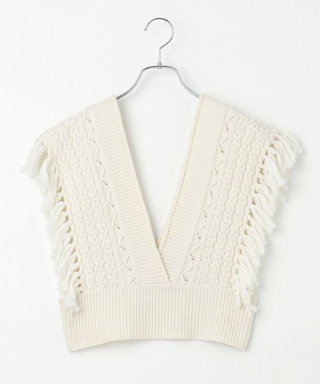 #Newans 【洗える】カシミヤブレンドバルキーデザインニットベスト ホワイト系