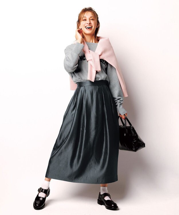 UNFILO スポンジニット ディープネック ピンク