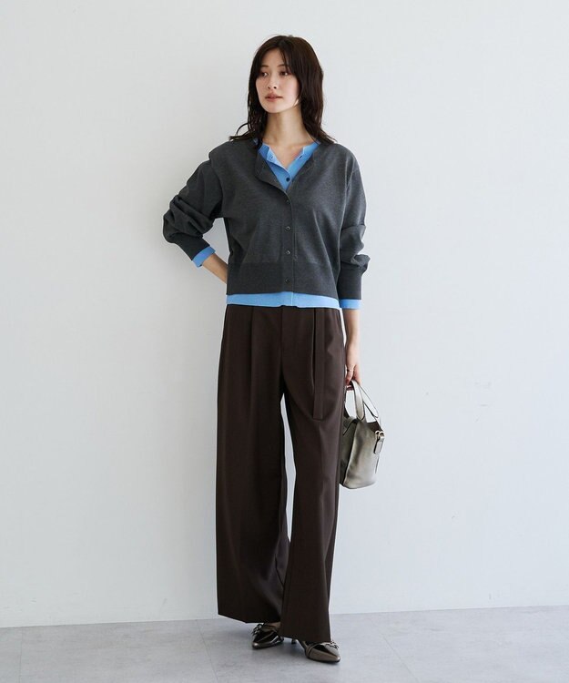 YECCA VECCA 2wayレイヤードクルーネックカーディガン Charcoal Gray