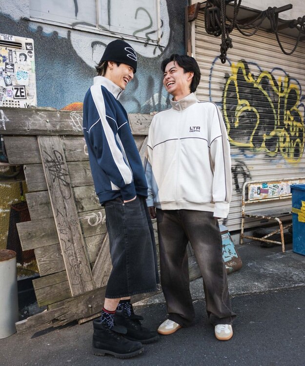 WEGO 【ユニセックス着用ITEM/MLサイズ展開】パイピングトラックジャケット ネイビー