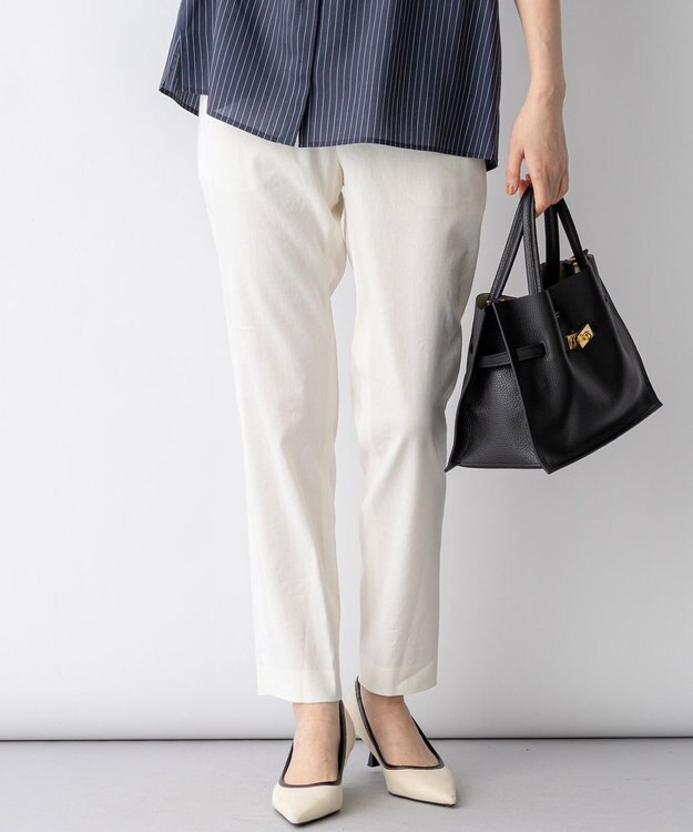 23区 【先行予約/CanCam掲載】リネンレーヨンストレッチ テーパード パンツ オフ系