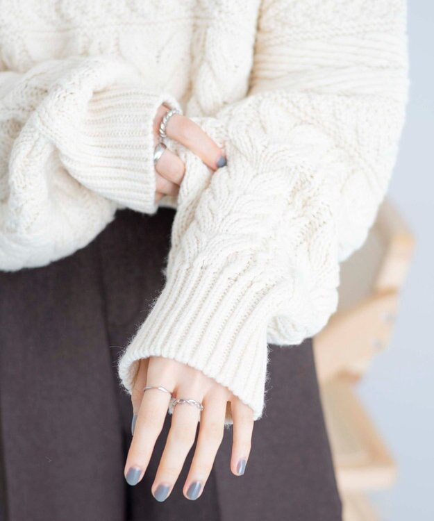 WEGO ケーブルショートニット ホワイトアイボリー