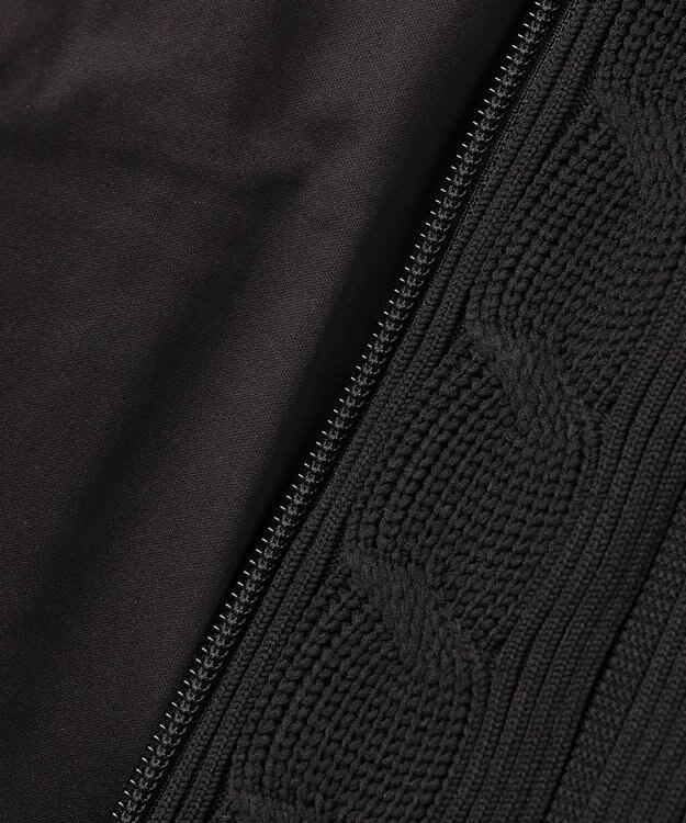 23区GOLF 【MEN】ケーブルジップアップカーディガン　防風裏地付き ブラック系