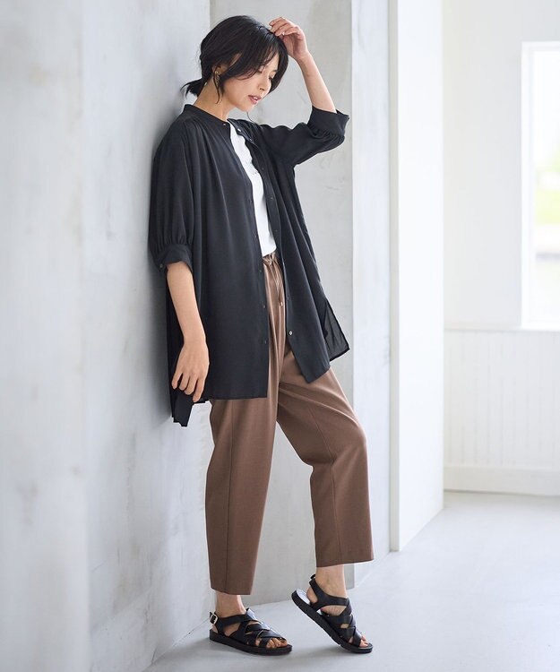 ANY バックプリーツシャツ ブラック