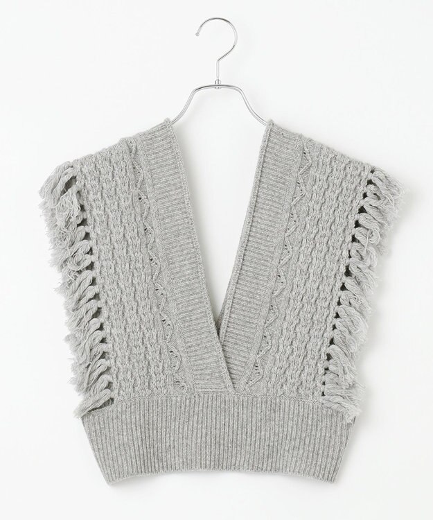 #Newans 【洗える】カシミヤブレンドバルキーデザインニットベスト グレー系