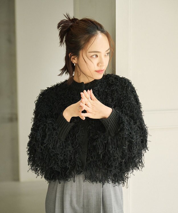 #Newans リボンヤーンニットカーディガン ブラック