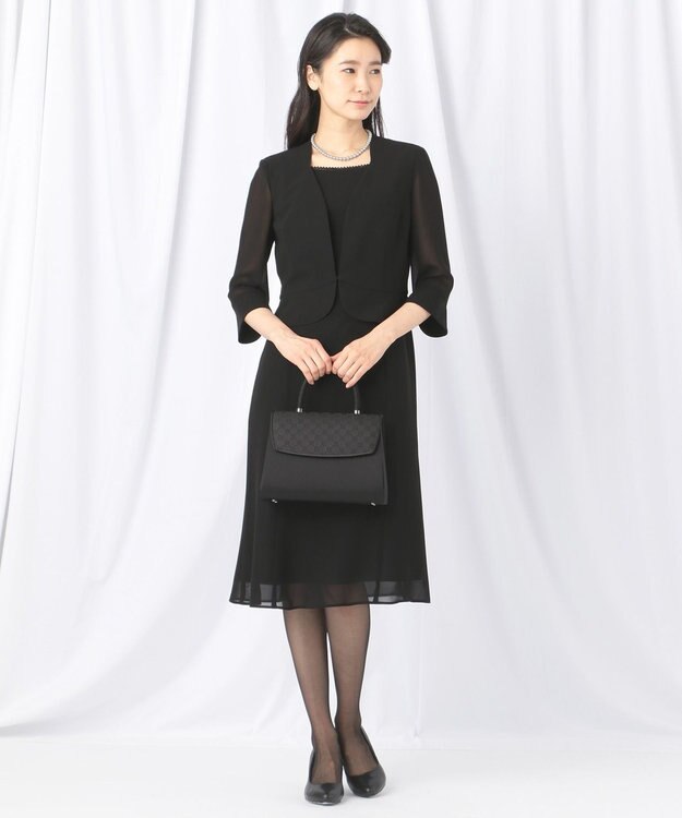 自由区 FORMAL 【洗える/着心地楽々】セオプラスエス ウォッシャブル ワンピース ブラック系