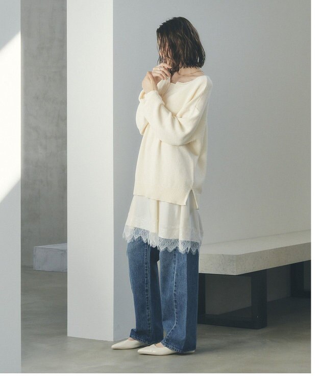 YECCA VECCA レースサテンキャミチュニック Ivory