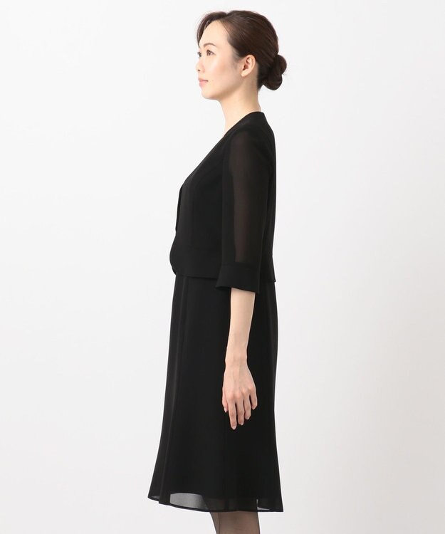 自由区 FORMAL 【洗える/着心地楽々】セオプラスエス ウォッシャブル ワンピース ブラック系