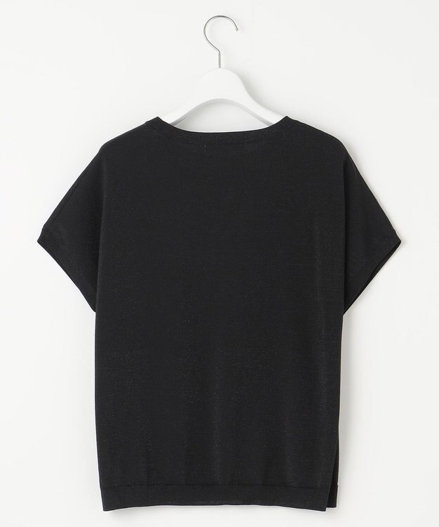 23区 L 【洗える】レーヨンポリエステルストレッチ プルオーバー ラメニット ブラック系