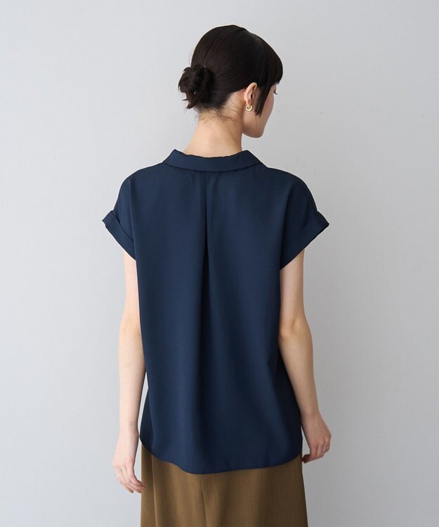 YECCA VECCA 2wayストライプリボンブラウス Navy