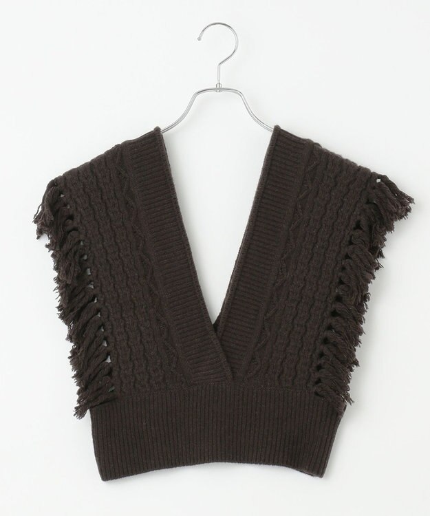 #Newans 【洗える】カシミヤブレンドバルキーデザインニットベスト ダークブラウン系