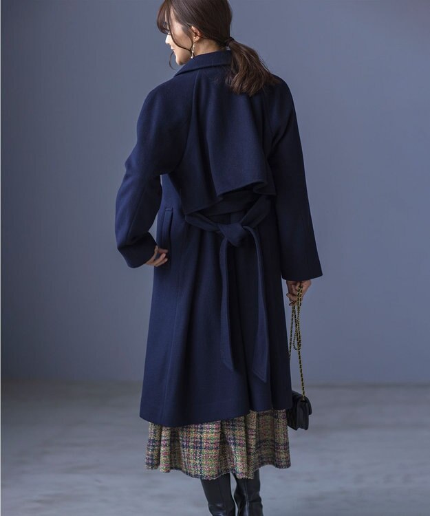 組曲 L ライトビーバー トレンチライク ロングコート ネイビー系