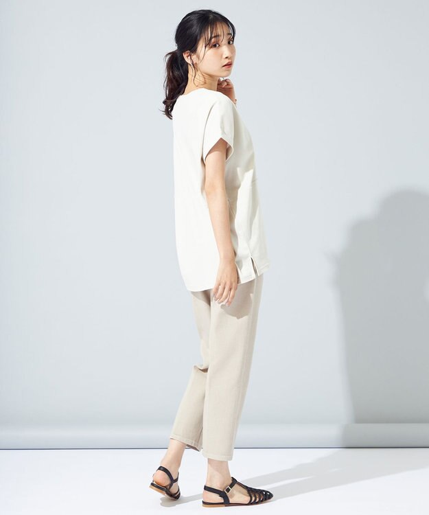 SHARE PARK LADIES センタープレスストレートデニム グレージュ