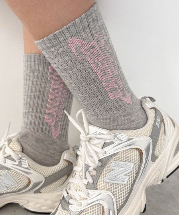 WEGO EXCEEDロゴリブソックス ライトグレー