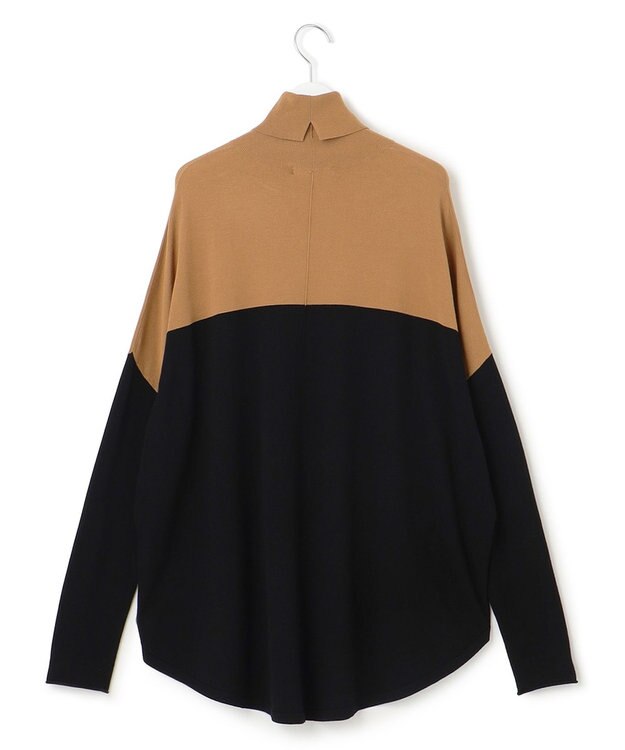 ICB L 【新色追加・WEB限定カラーあり】 ヴィスコースワイド タートルネックプルオーバー キャメル×ブラック［WEB限定］