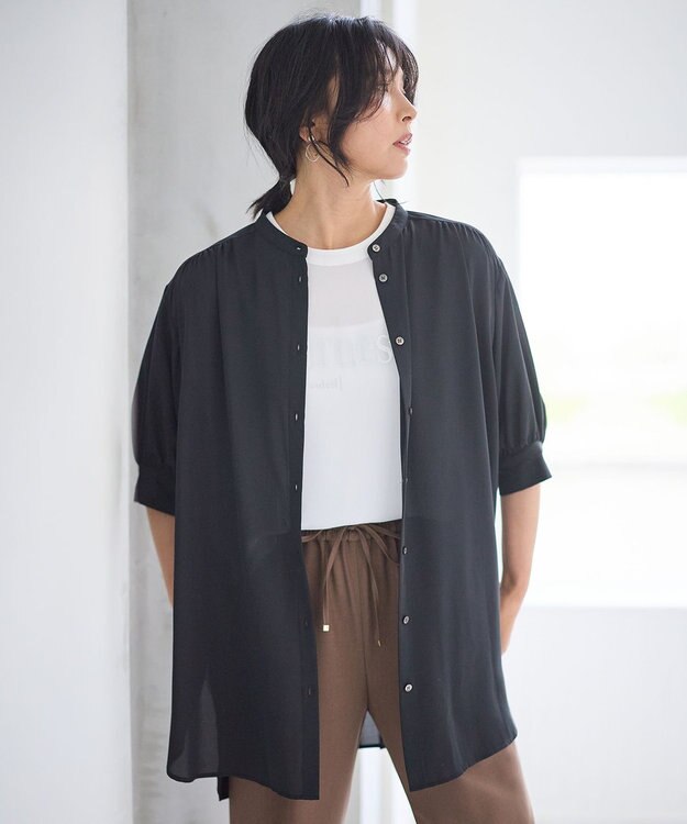 ANY バックプリーツシャツ ブラック