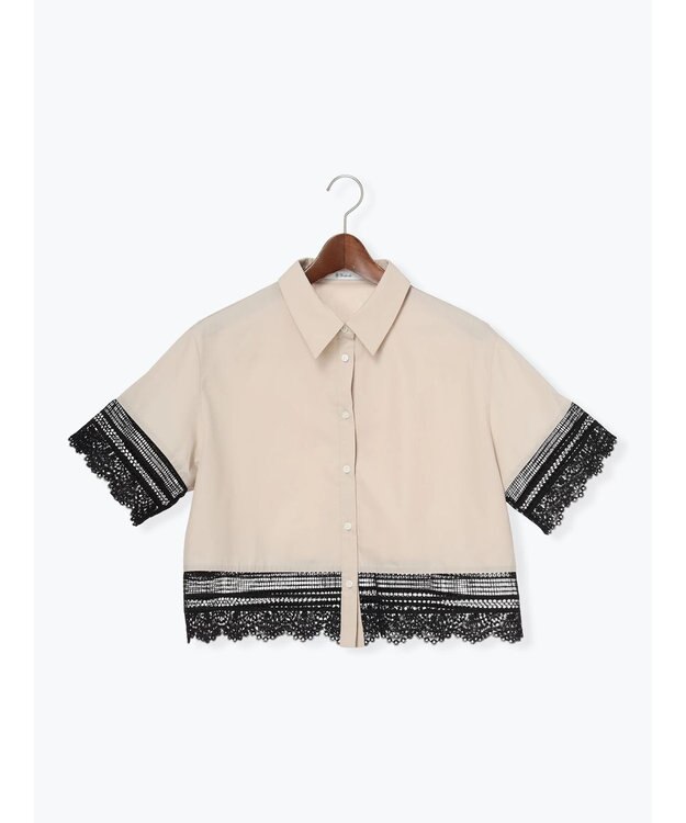 Te chichi レースヘムクロップトシャツ ベージュ