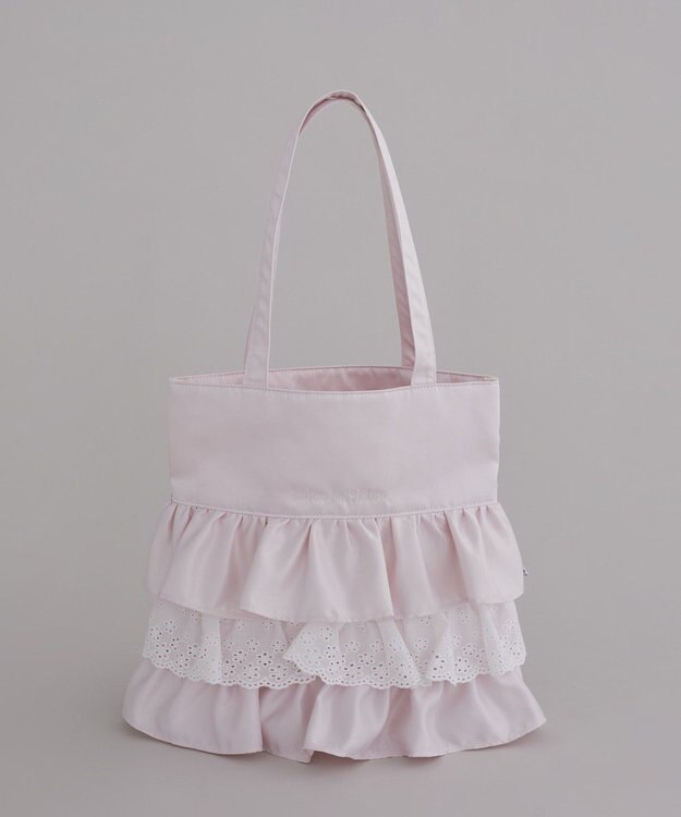 Maison de FLEUR サテンフロントフリルスクエアトートバッグ Pink