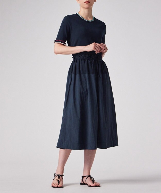Paul Smith タスランナイロン フレアスカート ネイビー