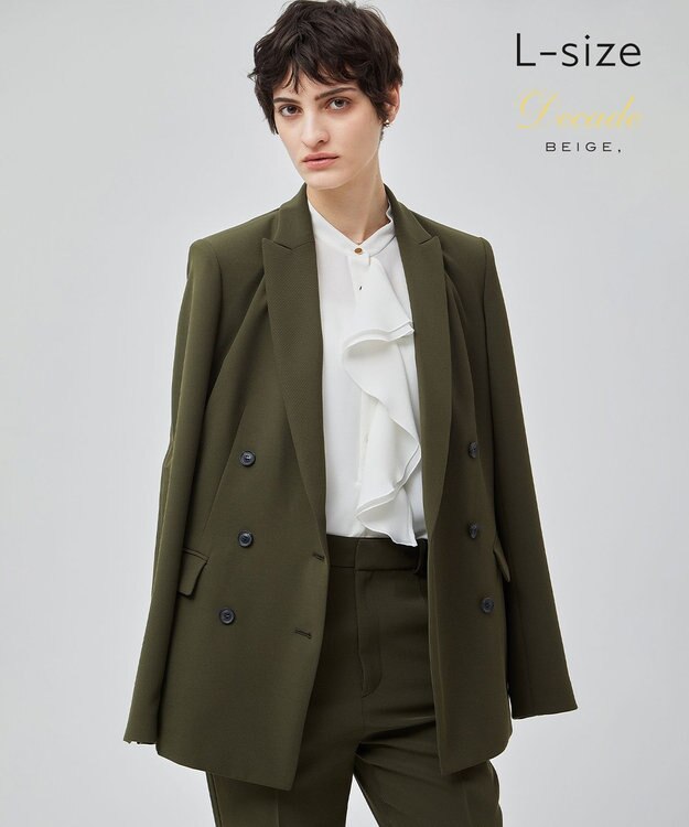 BEIGE， 【洗える・L-size】ALAINA / ダブルジャケット Khaki