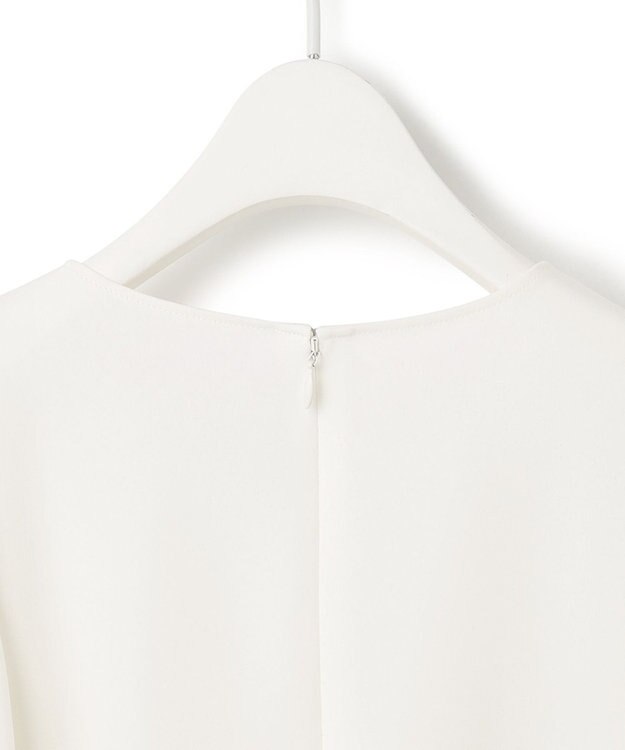 ICB 【WEB限定カラーあり・洗える】エステルダブルクロス 長袖ラッフルブラウス オフホワイト系