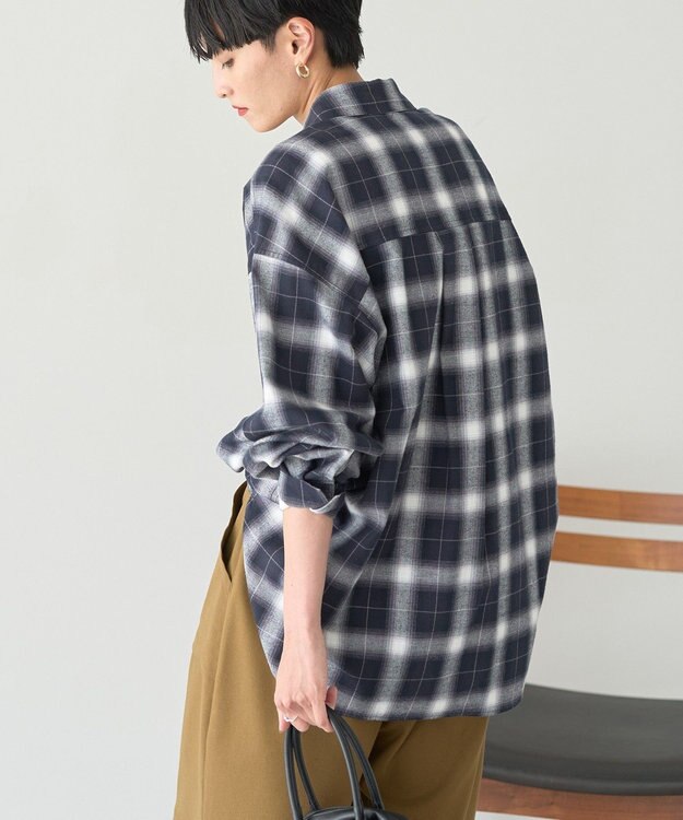 AMERICAN HOLIC ビエラ起毛チェックシャツ Black