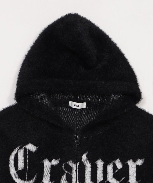 WEGO シャギーグラフィックZIPパーカー ブラック