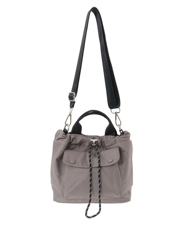 Green Parks ・ｆｕｒｒｙ　ｒａｔｅ　ナイロンドロートート Gray Beige