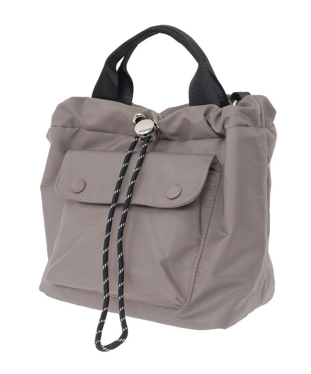 Green Parks ・ｆｕｒｒｙ　ｒａｔｅ　ナイロンドロートート Gray Beige