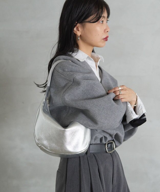 russet ソフトレザーラウンドショルダーバッグ【シルバー】(CE-1470-WEB) Silver