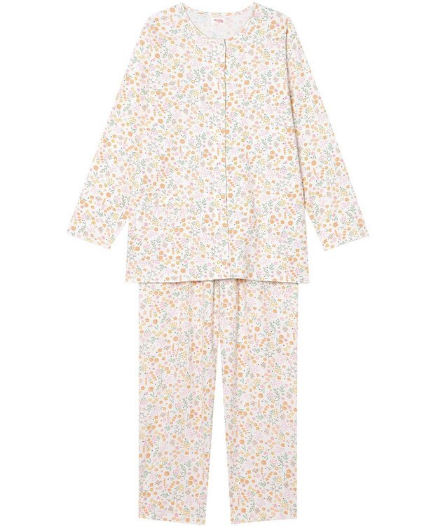 Wing 【数量限定　特別価格】 ウイング スリープ パジャマ 長袖 長ズボン 綿100％ スムース素材 レディース EP7991 ウイング／ワコール オレンジ