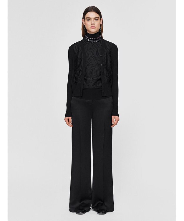 JOSEPH レース&ニット　Vネックカーディガン Black