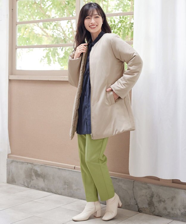 Tiaclasse L ミドル丈パデットコート グレージュ