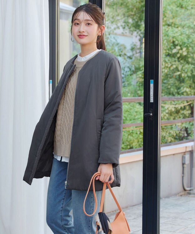 Tiaclasse L ミドル丈パデットコート チャコールグレー