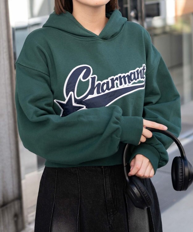 WEGO スタジアムロゴショートプルパーカー ダークグリーン